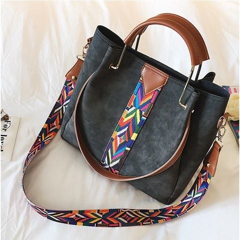  Túi da sọc thổ cẩm công sở size to FEDORA BROCADE - FTT1 