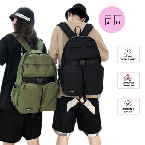  Balo 2 túi cài quai to,  đi học,  đi chơi, du lịch kiểu dáng unisex nam nữ 
