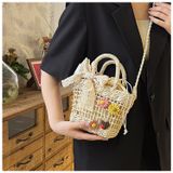  Túi cói vuông đi biển đính hoa, dạo phố, chụp ảnh đẹp cho nữ, túi đeo chéo dễ thương 