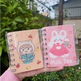  Sổ  vở lò xo mini cầm tay, giấy dày, sổ ghi kế hoạch, note hình quả bơ xinh xắn 