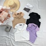  Áo ba lỗ nữ, áo Croptop sát người cổ bẽ, Freesize 