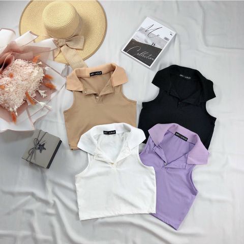  Áo ba lỗ nữ, áo Croptop sát người cổ bẽ, Freesize 
