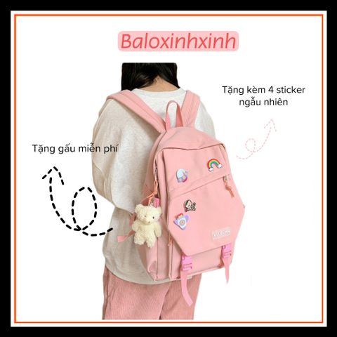  Balo nắp cài thiết kế dễ thương, nhiều ngăn đi học, du lịch, đựng lap, cặp sách học sinh, túi giá rẻ mã BV78 
