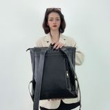  Balo da PU đi học, đựng laptop, thiết kế nắp gập, trượt nước, balo da nam nữ mã LB53 