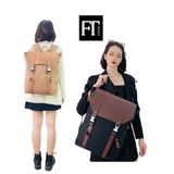  Balo da Pu nắp gập sang trọng, phong cách vintage, cổ điển, balo nam nữ 