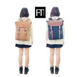  Balo da Pu nắp gập sang trọng, phong cách vintage, cổ điển, balo nam nữ 