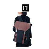  Balo da Pu nắp gập sang trọng, phong cách vintage, cổ điển, balo nam nữ 