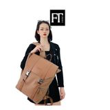  Balo da Pu nắp gập sang trọng, phong cách vintage, cổ điển, balo nam nữ 