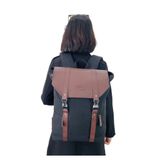  Balo da Pu nắp gập sang trọng, phong cách vintage, cổ điển, balo nam nữ 