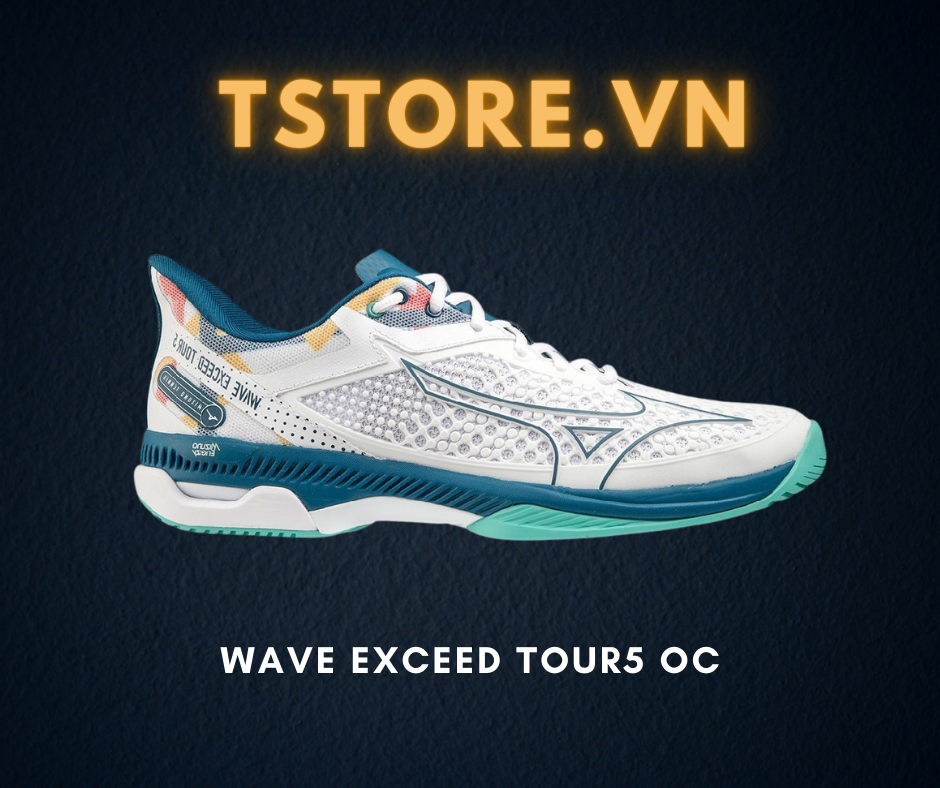 Giày Tennis WAVE EXCEED TOUR5 OC - 61GB227230 - Trắng/Xanh – TSTORE