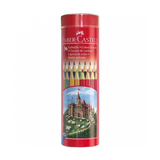  [Rubik Art] Chì màu khô lục giác Castle hộp thiếc tròn - Faber Castell 