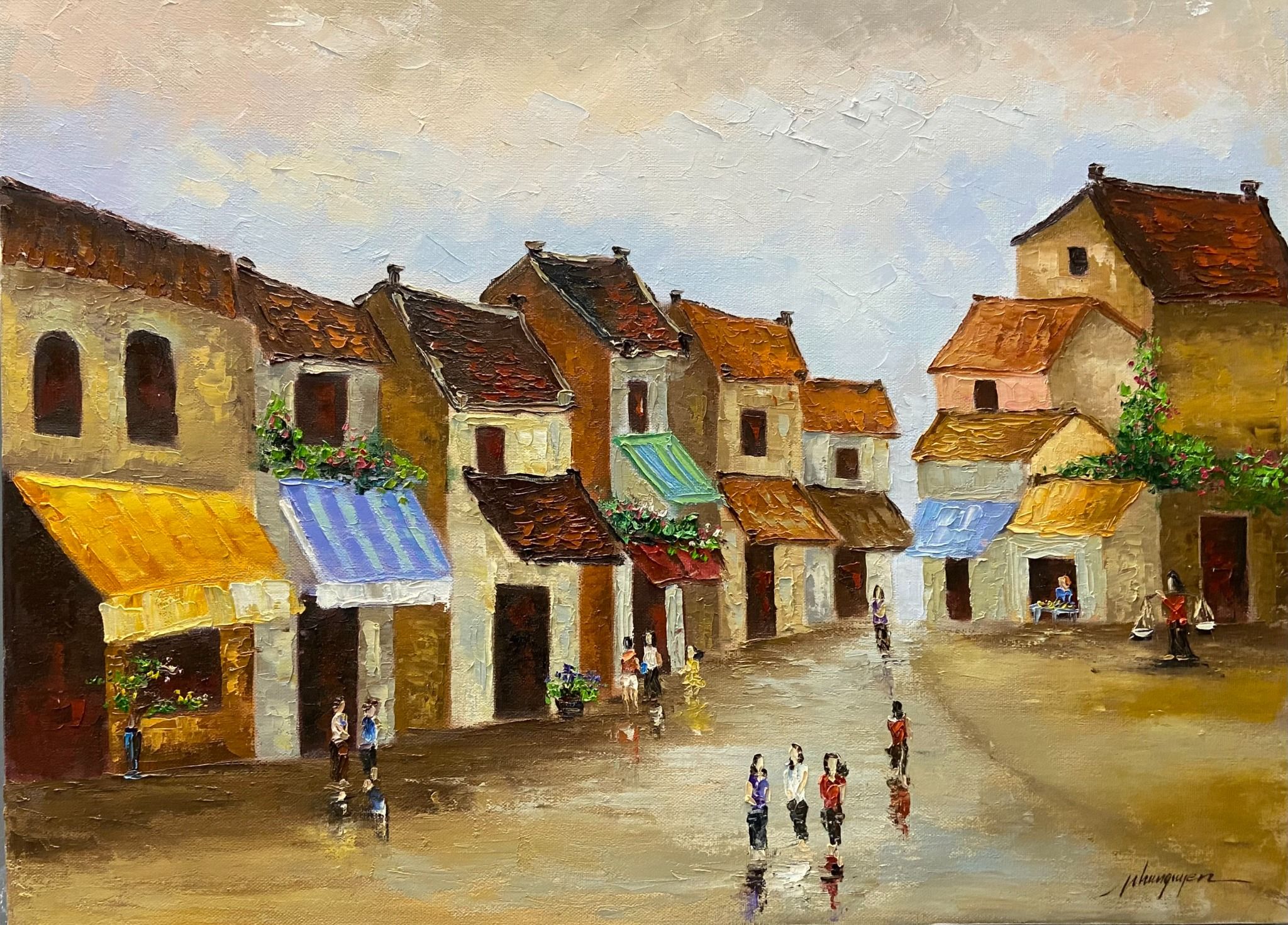  Tranh Sơn dầu - Old Town 4-5- 6 - 60x80cm 