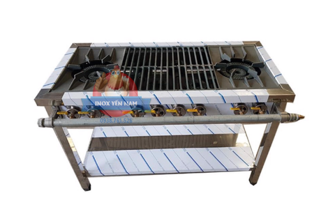 Bếp Ga Công Nghiệp Hàn Quốc 1m2 2 Họng To 4 Nhỏ 
