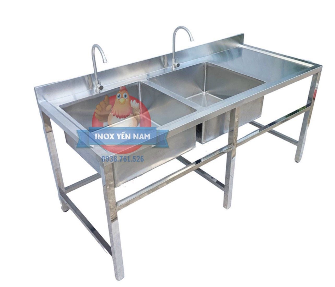  Chậu Rửa Công Nghiệp 2 Hộc Inox 304 C1678 