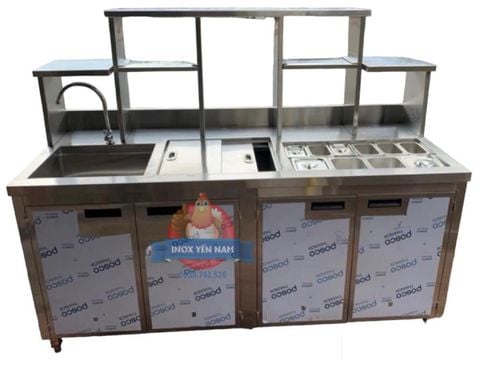  Quầy pha chế inox 10 khay topping 1m8 