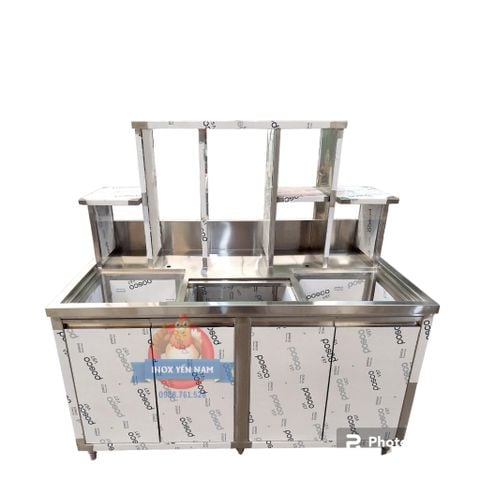  Quầy pha chế inox 1m8 2 hộc rửa 
