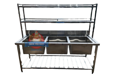  Chậu Rửa Công Nghiệp 3 Hộc Kệ SK18716 