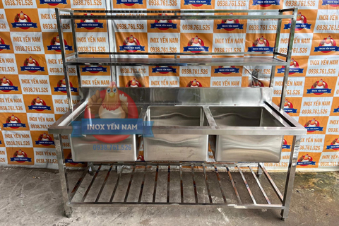  Chậu Rửa Công Nghiệp 3 Hộc Kệ SK18716 
