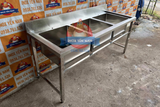  Chậu Rửa Công Nghiệp Inox 3 Hộc T1878 