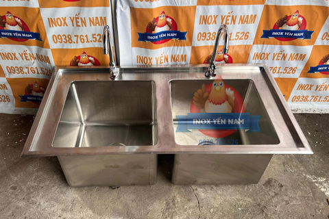  Chậu Rửa Inox Âm 2 Hộc A1053 