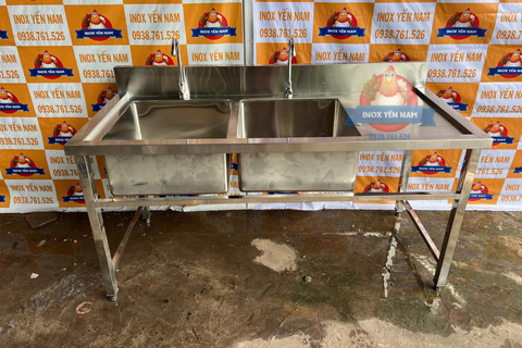  Chậu Rửa Inox Công Nghiệp 2 Hộc P1678 