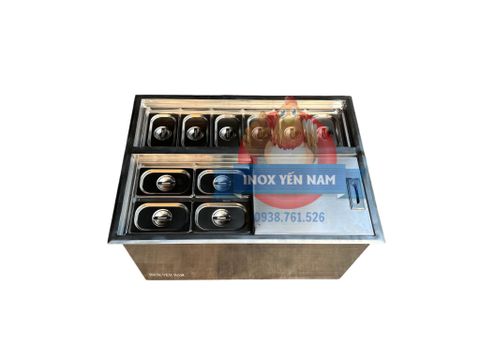  Thùng Đá Inox Âm 10 Khay Topping A754 