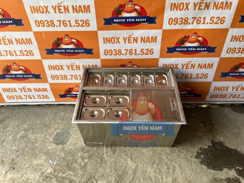  Thùng Đá Inox Âm 10 Khay Topping A754 