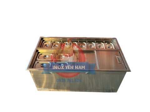  Thùng Đá Inox Âm 12 Khay Topping A954 