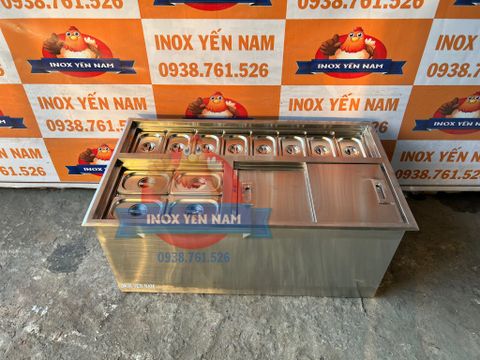  Thùng Đá Inox Âm 12 Khay Topping A954 