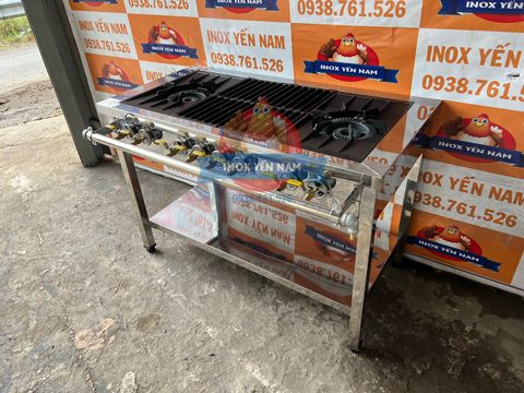  Bếp Ga Công Nghiệp Hàn Quốc 1m2 2 Họng To 4 Nhỏ 