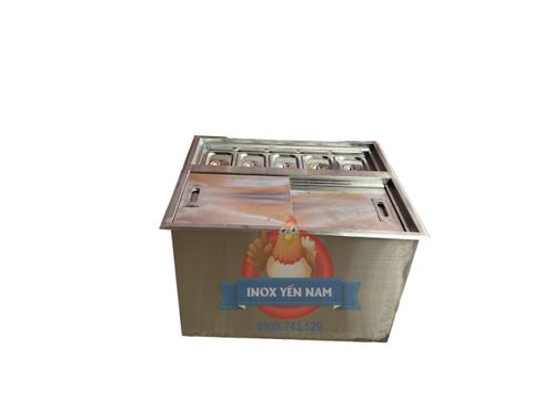  Thùng Đá Inox Có 5 Khay Topping A654 