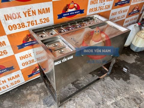 Thùng Đá Inox 304 Có Chân 10 Khay Topping D954 