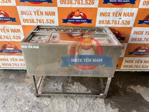  Thùng Đá Inox 304 Có Chân 12 Khay Topping DG954 