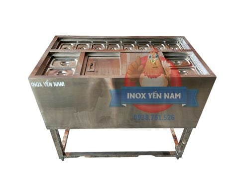  Thùng Đá Inox 304 Có Chân 12 Khay Topping DG954 