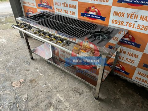  Bếp Ga Công Nghiệp Hàn Quốc 1m5 2 Họng To 6 Nhỏ 
