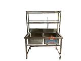  Bồn Rửa Công Nghiệp Inox 2 Hộc Có Kệ C12716 