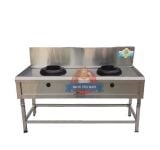 Bếp Á Ga Công Nghiệp 2 Họng Gang Bánh Ú Inox 304 