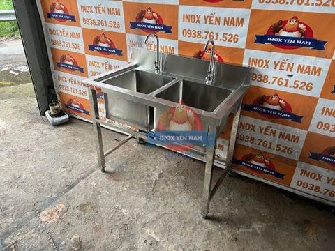  Chậu rửa công nghiệp 2 hộc có chân T1068 