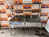 Bồn Rửa Công Nghiệp Inox 2 Hộc To Kệ SK16716 