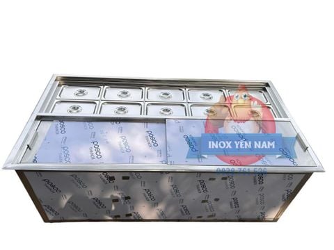  Thùng đá inox âm 10 khay topping 1/9 