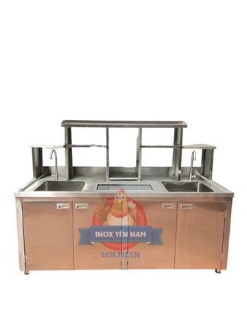  Quầy pha chế inox 1m8 2 hộc 