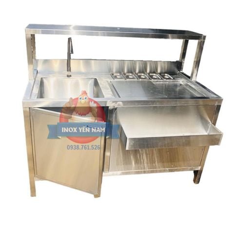  Quầy pha chế inox 1m6 5 khay topping 