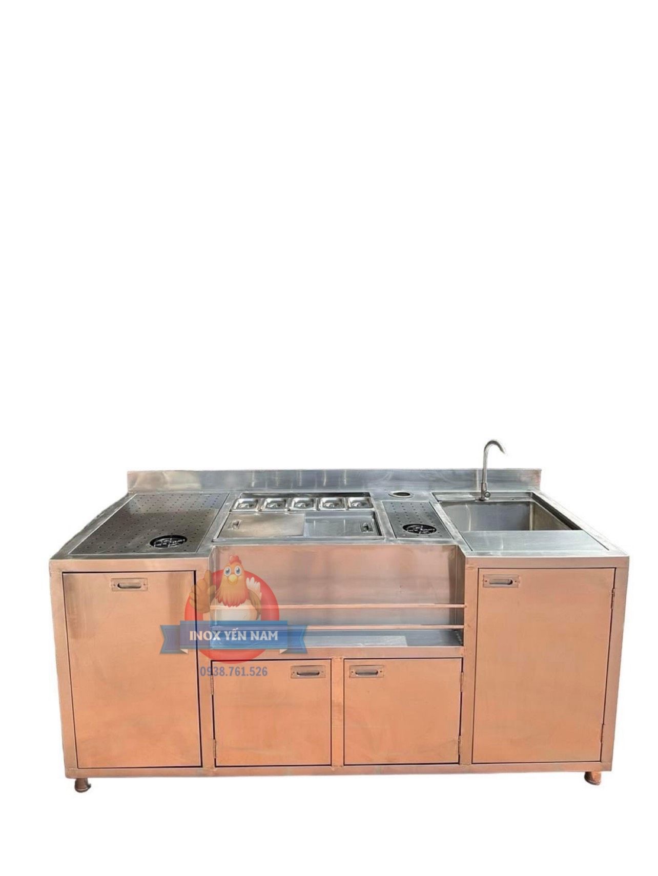  Quầy pha chế inox 1m8 5 khay topping 