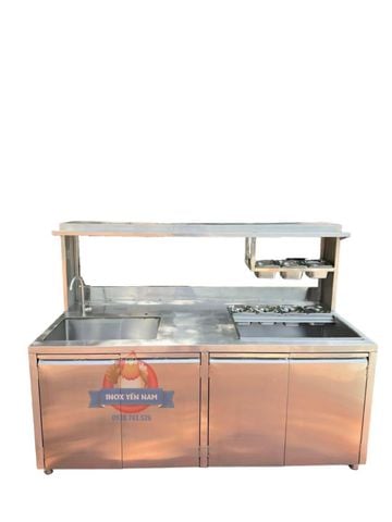  Quầy pha chế inox 4 khay topping 1m8 