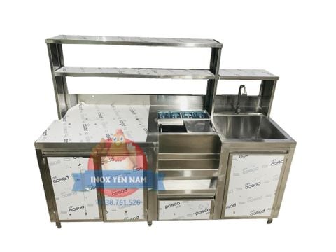  Quầy pha chế inox 1m8 khay topping 