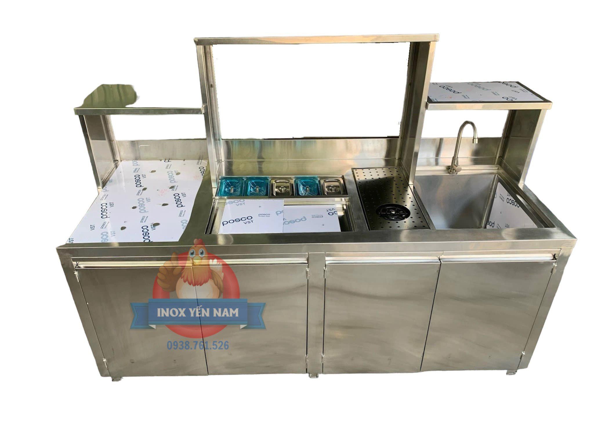  Quầy pha chế inox 1 hộc 1m8 