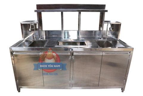  Quầy pha chế inox 2 hộc 2m 