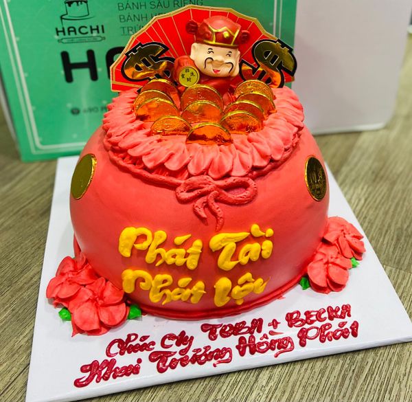  Bánh kem bắp thần tài đỏ nguyên năm 