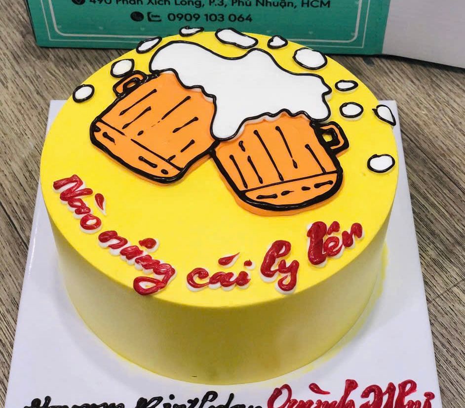  Bánh kem bắp vẽ ly bia 