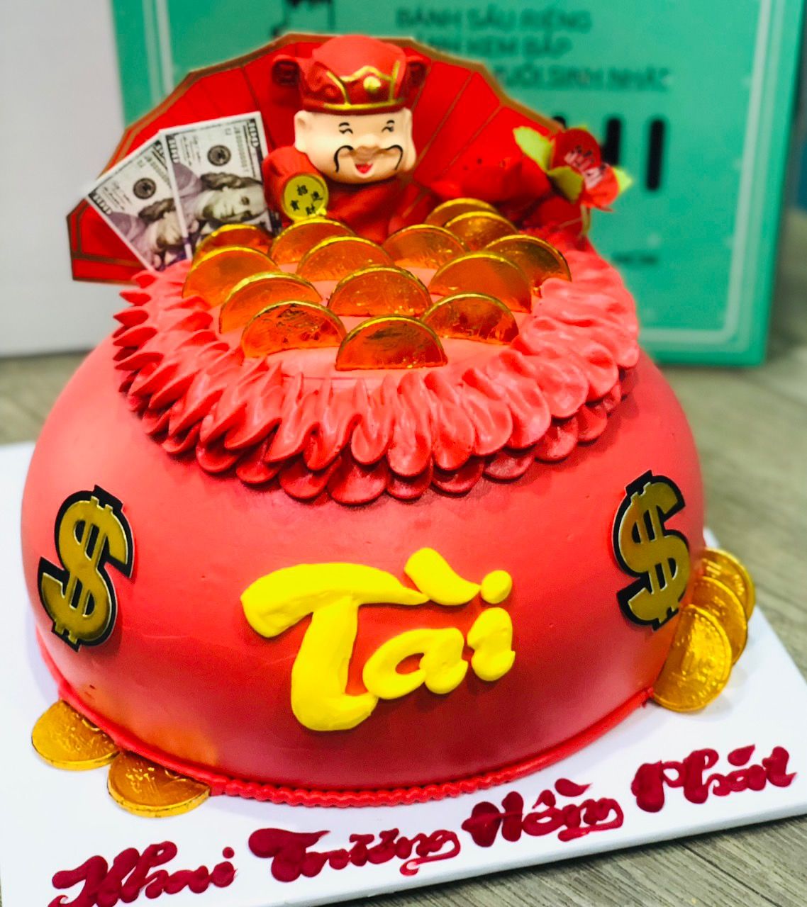  Bánh kem bắp khai trương màu đỏ may mắn 